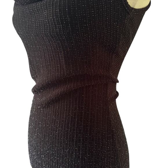 Vintage Chesley Dress Womens Small Black Shimmer Midi Slip Cowl Neck Party Y2K - Picture 3 of 15
